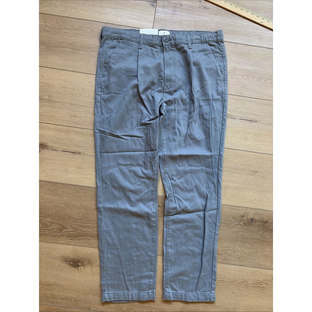 Mutual Weave Men's Pull On Pleated Pants Chino  Size XL Gray 100 Cotton Trouser